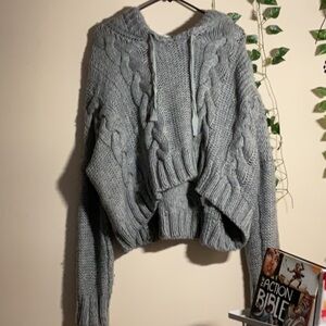 Knitted gray cropped sweater